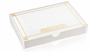 Picture of Lucite Menorah Tray with White Drawer Classic 2.0 Design Gold 11" x 17"